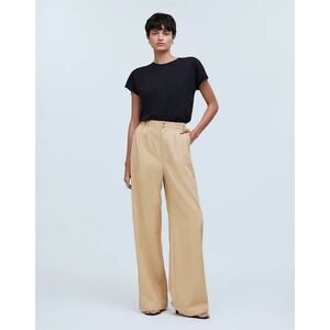 NWT Madewell Harlow Wide Leg‎ Pants Womens 2P Linen Blend Seed Khaki Business
